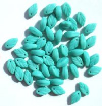 50 12mm Opaque Matte Turquoise Leaf Beads